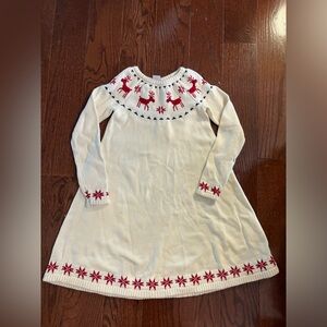 Hanna Andersson Reindeer Christmas Knit Sweater Dress 10